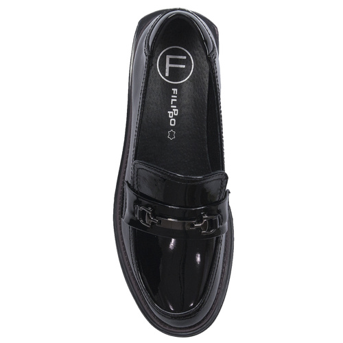 Filippo Black Leather Low Shoes