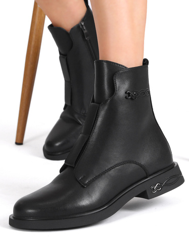 Filippo Black Leather Women's Boots