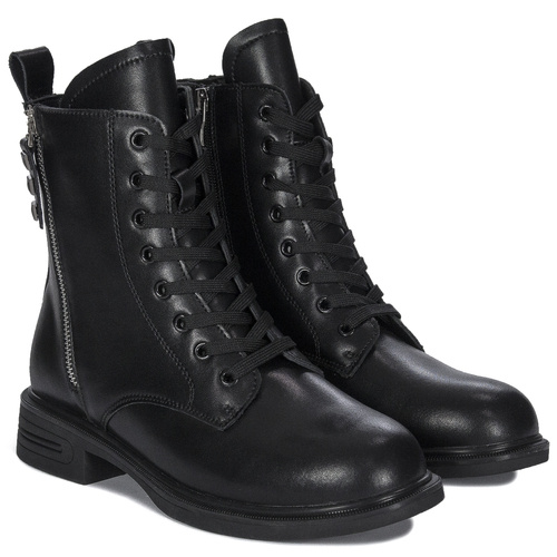 Filippo Black Women's Leather Warmed Boots