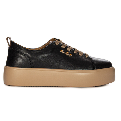 Filippo Black and Beige leather platform Low Shoes