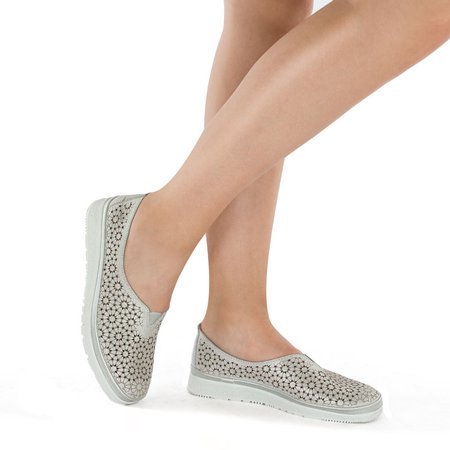Filippo DP1400-20 Silver Flat Shoes