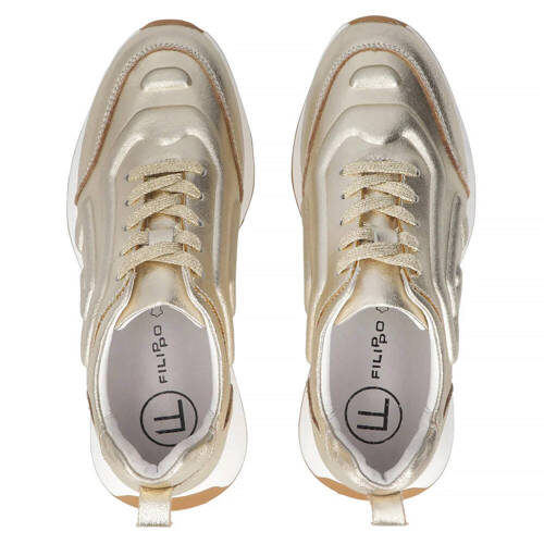 Filippo Gold Leather Sneakers