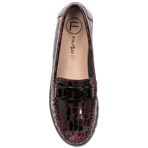 Filippo Leather Burgundy Low Shoes