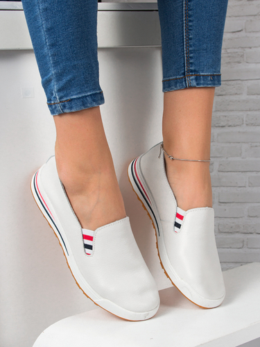 Filippo White Flat leather shoes