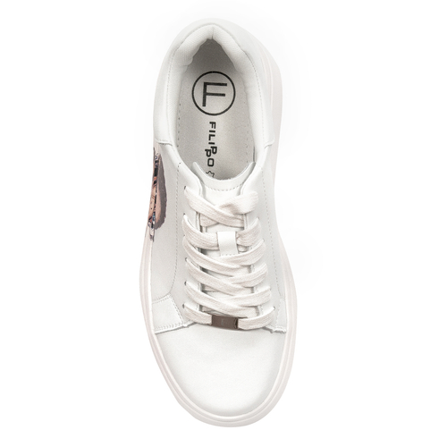 Filippo White Leather Sneakers