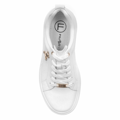 Filippo White Leather Sneakers