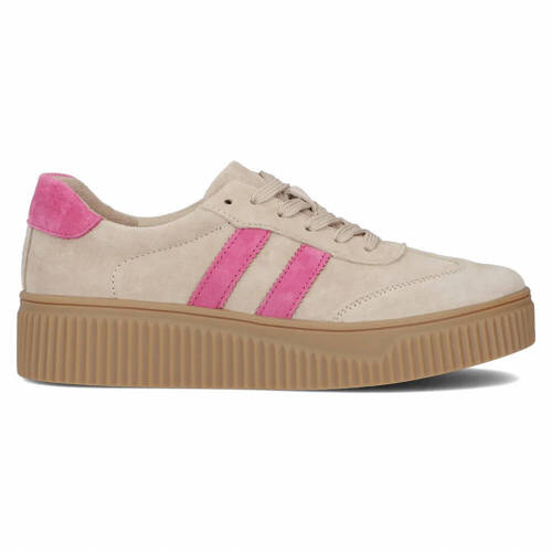 Filippo Women's Beige-Fuchsia Leather Sneakers