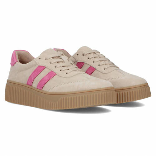 Filippo Women's Beige-Fuchsia Leather Sneakers