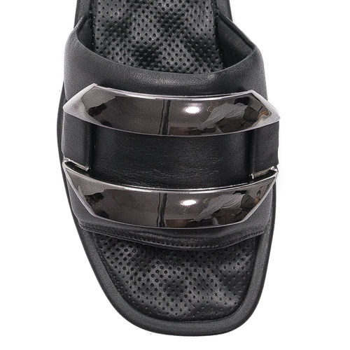 Filippo Women's Black Black Leather Platform Slippers