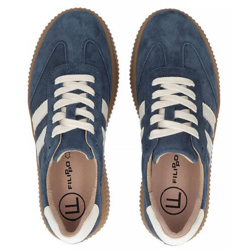 Filippo Women's Blue Leather Sneakers