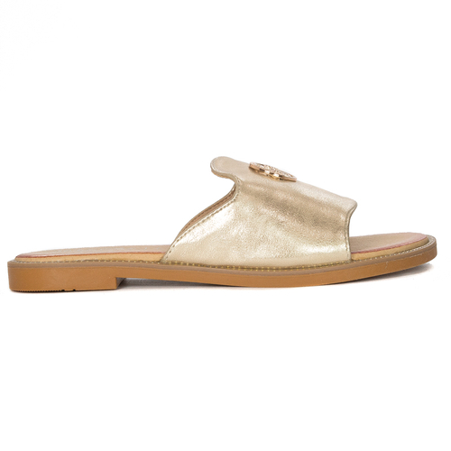 Filippo Women's Gold Leather Flat Slippers