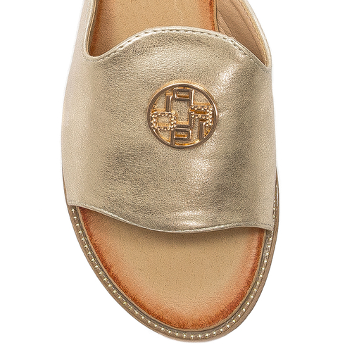 Filippo Women's Gold Leather Flat Slippers