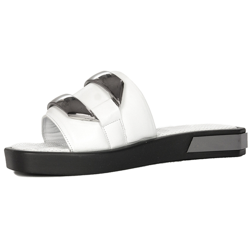 Filippo Women's White Leather Platform Slippers