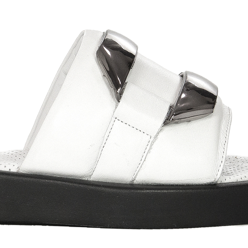 Filippo Women's White Leather Platform Slippers