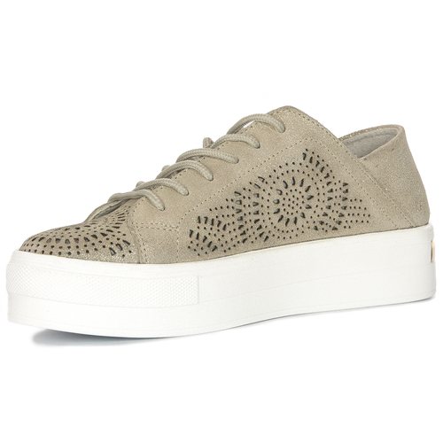 Filippo women's openwork leather suede gold shoes