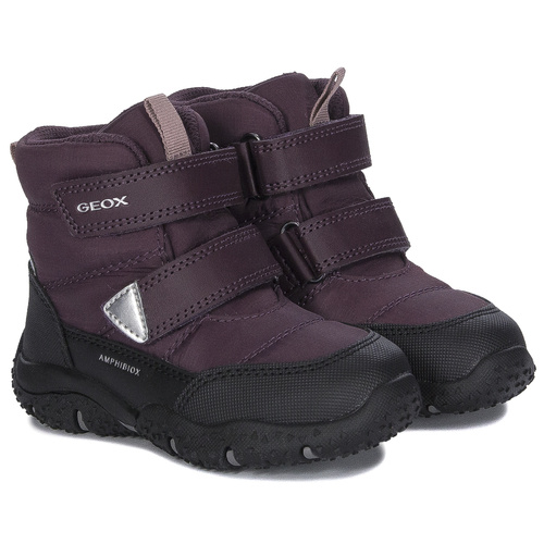 GEOX Children's Boys' insulated Velcro boots Burgundy Black