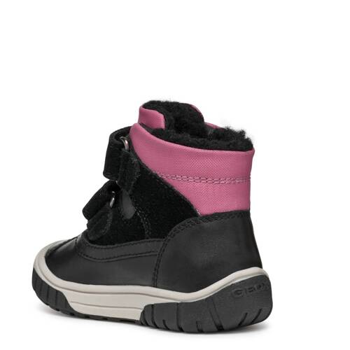 GEOX Children's Girls' insulated Velcro boots Black/Fuchsia