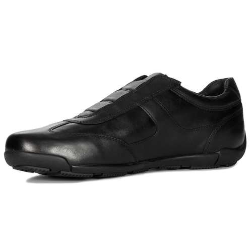 GEOX Men's U Edgware Black leather slip-on half shoes black