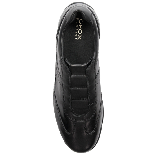 GEOX Men's U Edgware Black leather slip-on half shoes black