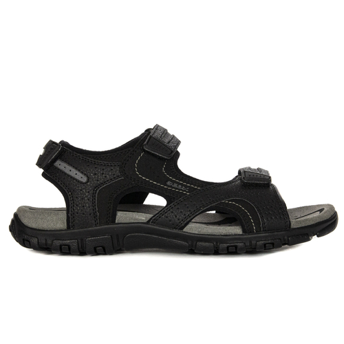 GEOX Men's leather Sandals Black Stone