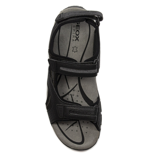 GEOX Men's leather Sandals Black Stone