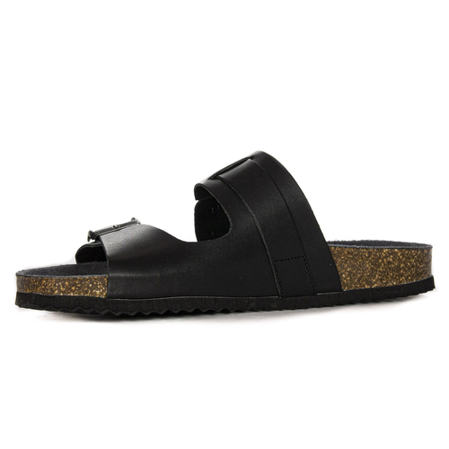 GEOX Men's leather flip-flops Black