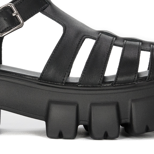GOE Women's leather black sandals