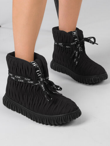 GOE Women's platform leather Black boots 