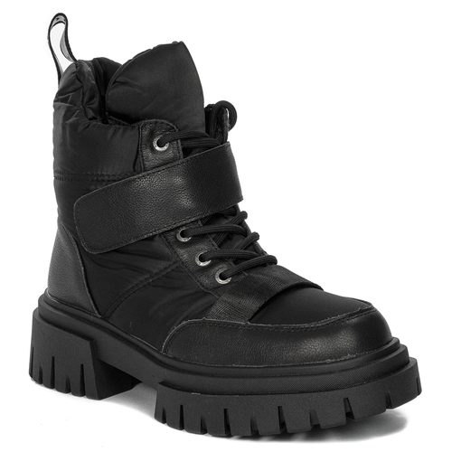 GOE Women's platform leather black boots 