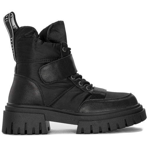 GOE Women's platform leather black boots 