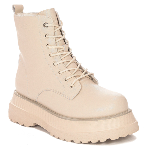 GOE Women's warm leather beige boots