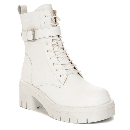 GOE Women's warm leather white boots
