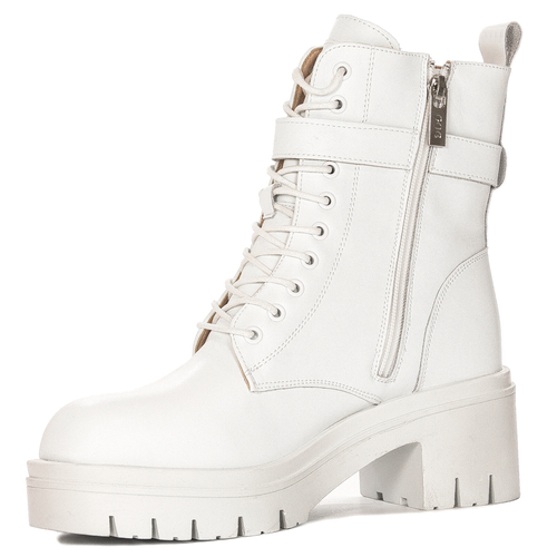 GOE Women's warm leather white boots