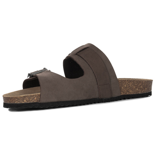 Geox Men's Leather Flip Flops Brown