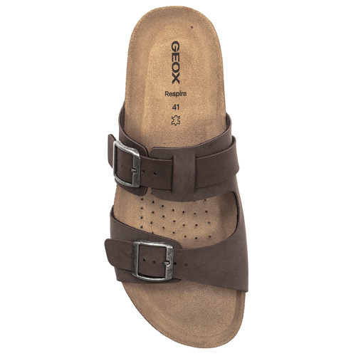 Geox Men's Leather Flip Flops Brown