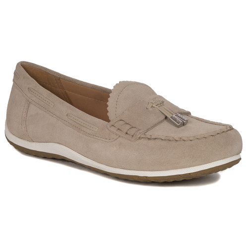 Geox Women's leather moccasins beige Lt Taupe