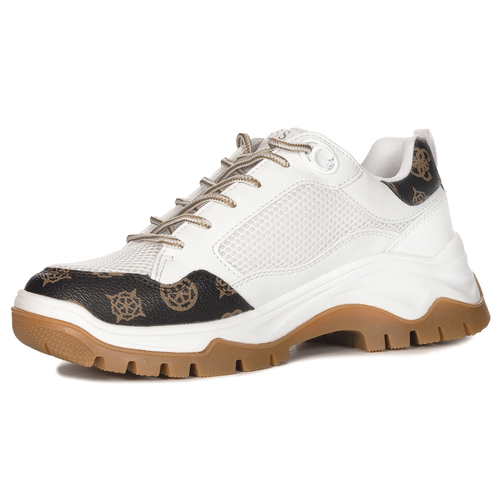 Guess White and Brown Sneakers Women