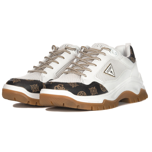 Guess White and Brown Sneakers Women