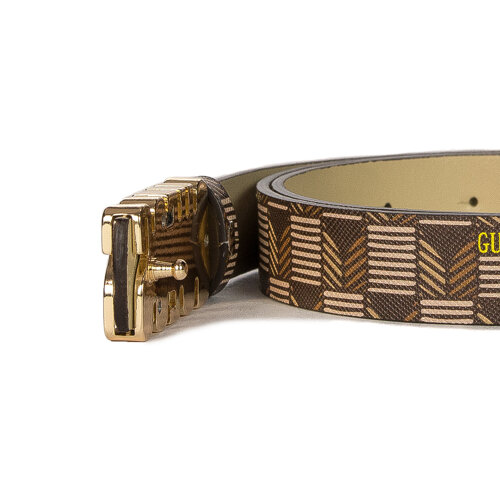 Guess Women's Belt BW9115P4225-BRO Brown and Beige with Print