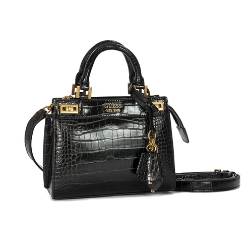 Guess Women's Katey Croc Mini Satchel Bla Black bag