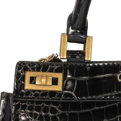Guess Women's Katey Croc Mini Satchel Bla Black bag