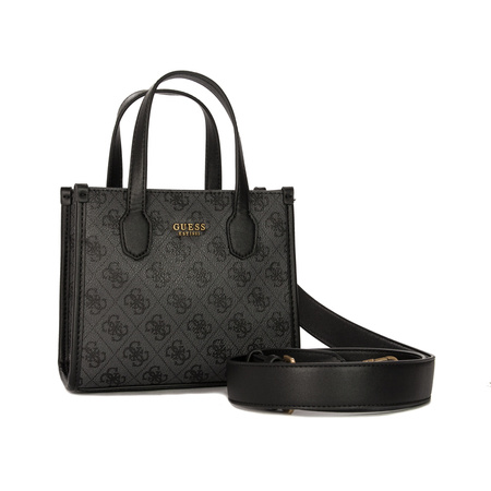 Guess Women's Silvana 2 Cmprtmnt Mini Tote SB86 6577 Coal Logo Bag