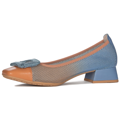 Hispanitas Women's Cervo Peach Azure blue and orange half shoes