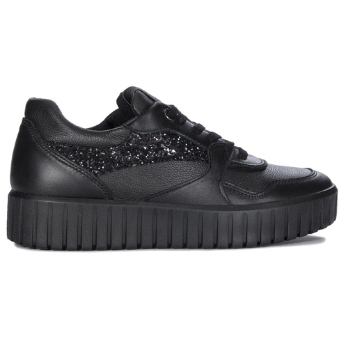 Igi&Co Women's leather platform black sneakers