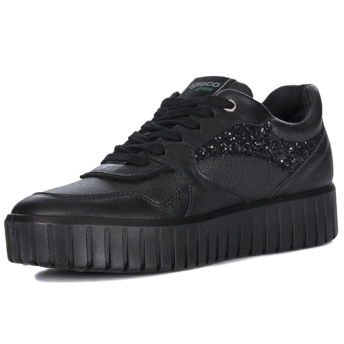 Igi&Co Women's leather platform black sneakers