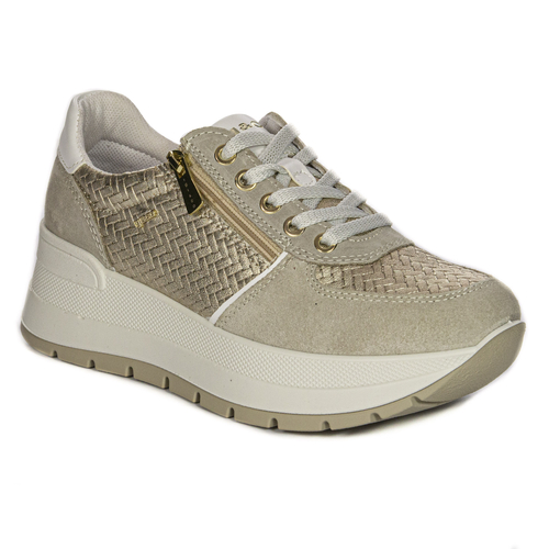 Igi&Co Women's leather platform sneakers beige