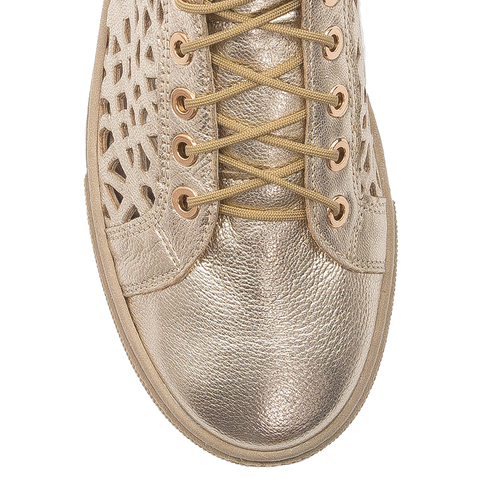 Inofio women's leather gold shoes 