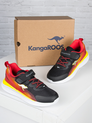 Kangaroos children's boys' shoes Jet Black / Fiery Red Sneakers