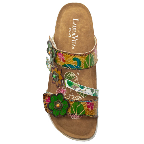 Laura Vita Women's Leather Flip Flops Jaune