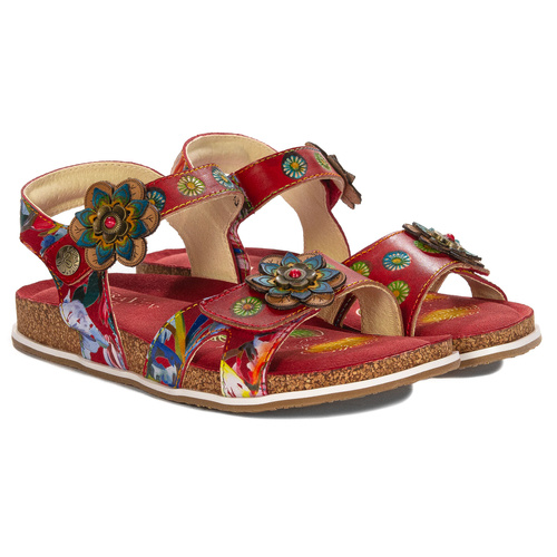 Laura Vita Women's Leather Sandals Red